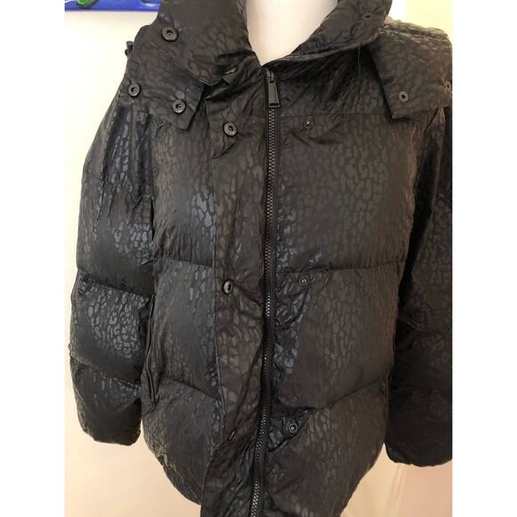 NWT BCBGeneration Hooded Midweight Puffer Jacket in Black/Leopard size XS - Picture 7 of 11
